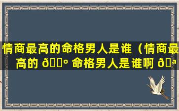 情商最高的命格男人是谁（情商最高的 🐺 命格男人是谁啊 🪴 ）